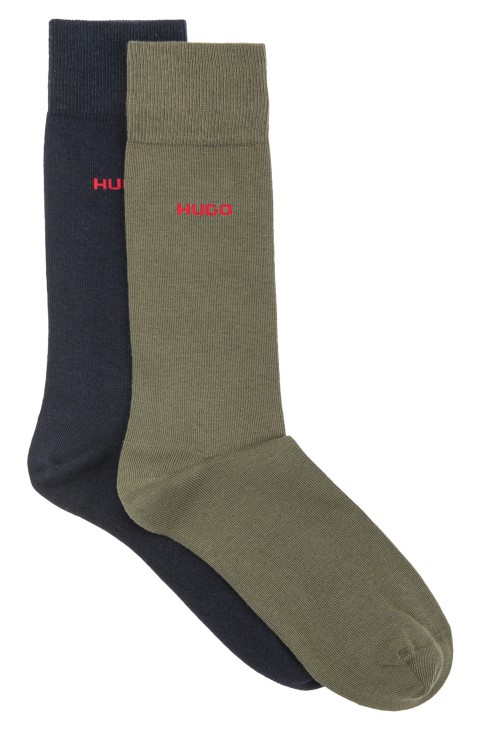 δύο πακέτο κάλτσες σε βαμβακερό μείγμα χακί Hugo Boss