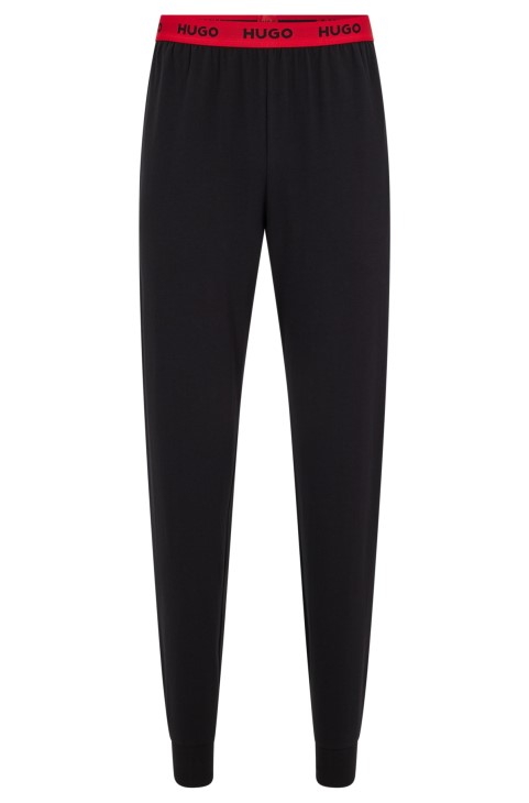 Hugo Boss μαύρα βαμβακερά μπουζόνια πιτζάμα με λογότυπο στη μέση