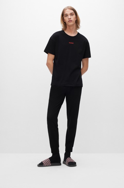 Hugo Boss μαύρα βαμβακερά μπουζόνια πιτζάμα με λογότυπο στη μέση
