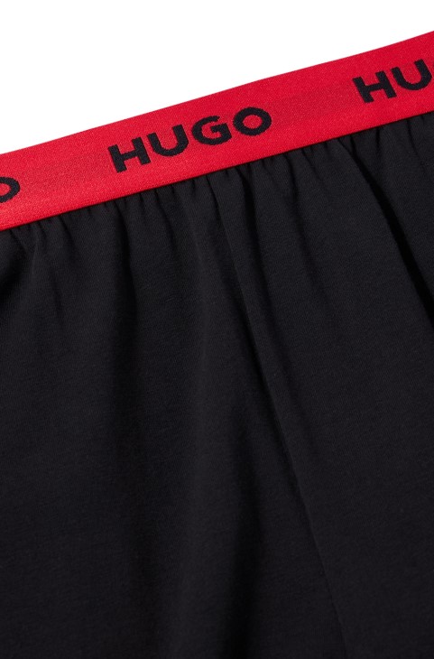 Hugo Boss μαύρα βαμβακερά μπουζόνια πιτζάμα με λογότυπο στη μέση

