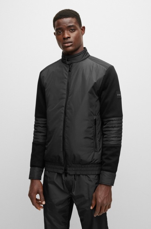 φούτερ με αναστρέψιμη επένδυση με φερμουάρ σε ανάμεικτα υλικά μαύρο Hugo Boss