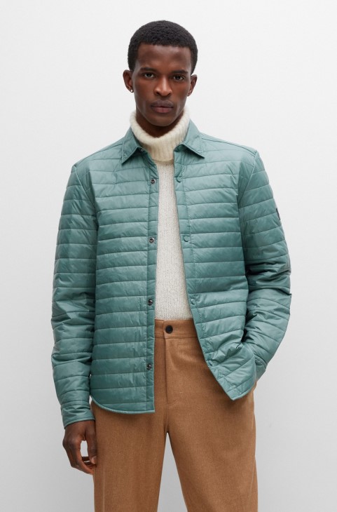 Hugo Boss καπιτονέ κανονική μπλούζα με λογότυπο ανοιχτό πράσινο