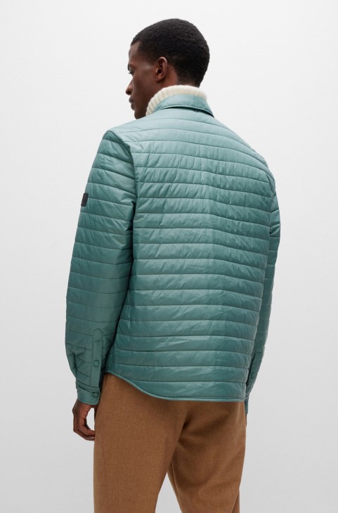 Hugo Boss καπιτονέ κανονική μπλούζα με λογότυπο ανοιχτό πράσινο
