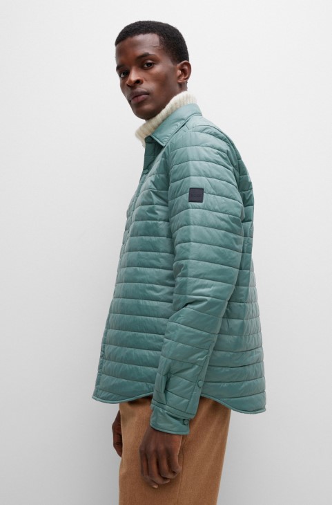 Hugo Boss καπιτονέ κανονική μπλούζα με λογότυπο ανοιχτό πράσινο
