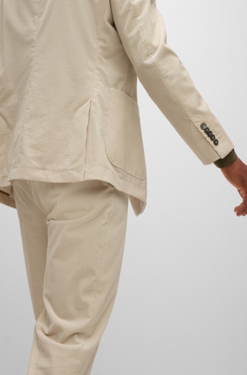 Διπλό μπουφάν Hugo Boss με λεπτή εφαρμογή σε ανοιχτό μπεζ κοτλέ από βαμβάκι-κασμίρ
