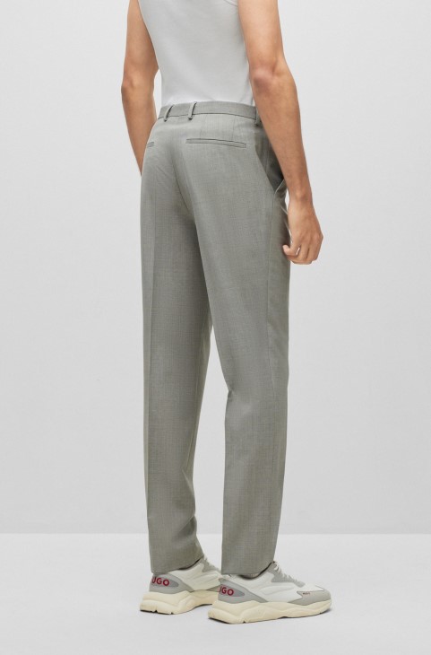 Παντελόνι Hugo Boss με κανονική εφαρμογή σε γκρι μαλλί με μοτίβο
