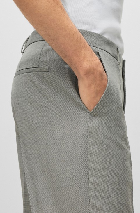 Παντελόνι Hugo Boss με κανονική εφαρμογή σε γκρι μαλλί με μοτίβο
