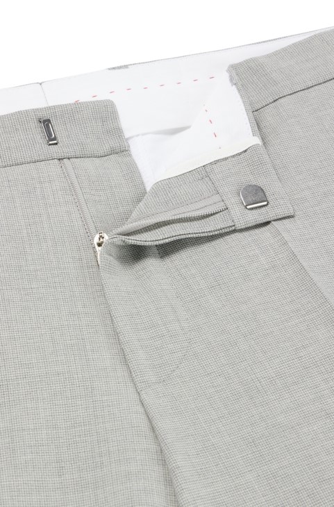 Παντελόνι Hugo Boss με κανονική εφαρμογή σε γκρι μαλλί με μοτίβο
