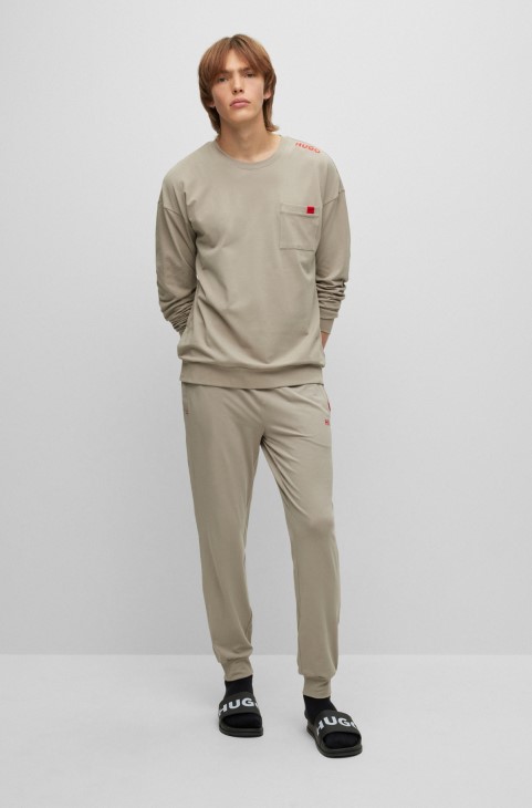 φόρμα αθλητικής φόρμας από βαμβακερή φόρμα με κόκκινο λογότυπο ανοιχτό πράσινο Hugo Boss
