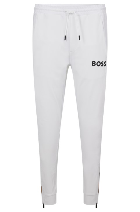 Boss X Matteo Berrettini λογότυπο παντελόνι αθλητικής φόρμας με χαρακτηριστικές ρίγες και στριφώματα με μανσέτες
