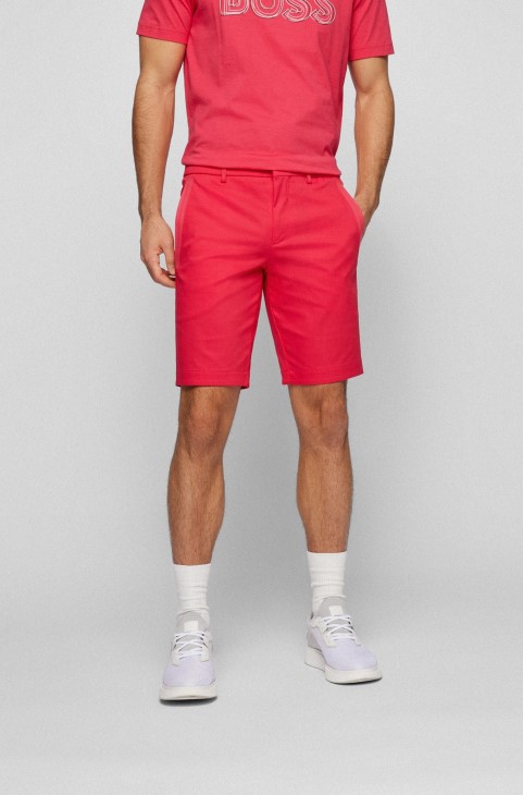 Σορτς με κανονική όψη σε λεπτή εφαρμογή σε βαμβακερό ροζ Hugo Boss