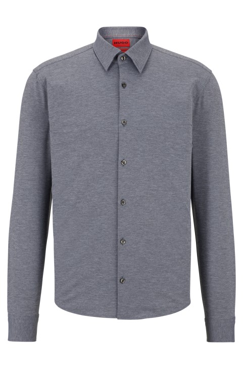 γκρι Slim-fit πουκάμισο σε Melange Performance-stretch Jersey Hugo Boss