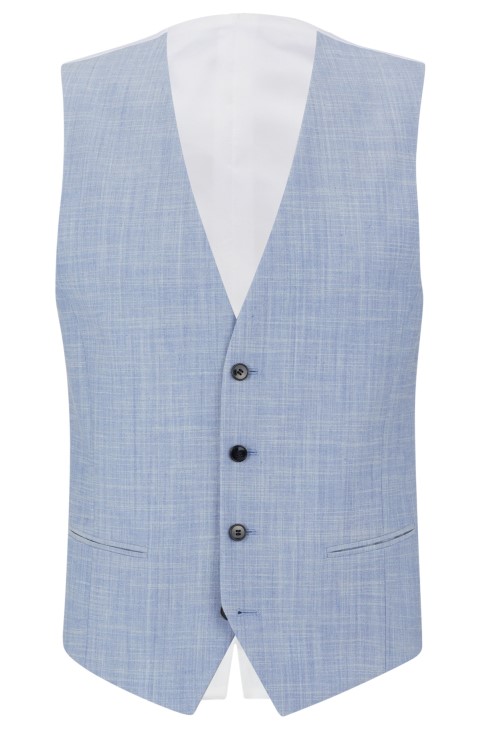 στενό γιλέκο με μοτίβο ελαστικό ύφασμα μπλε Hugo Boss