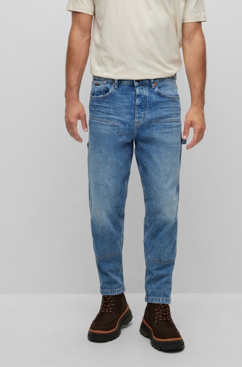 μπλε τζιν με κωνική εφαρμογή σε μεσαίο μπλε ιταλικό τζιν Hugo Boss