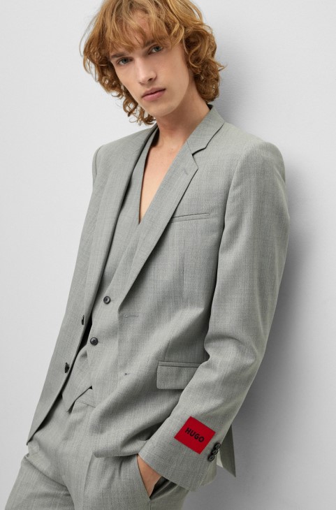 Hugo Boss γκρι κοστούμι τριών κομματιών εξαιρετικά λεπτή σε συνδυασμό μαλλί
