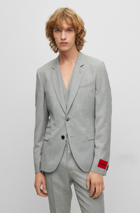 Hugo Boss γκρι κοστούμι τριών κομματιών εξαιρετικά λεπτή σε συνδυασμό μαλλί
