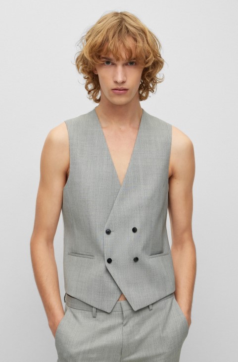 Hugo Boss γκρι κοστούμι τριών κομματιών εξαιρετικά λεπτή σε συνδυασμό μαλλί
