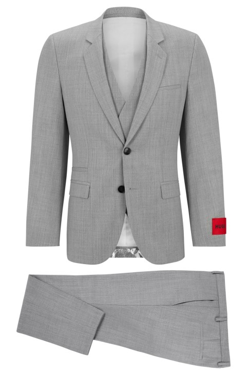 Hugo Boss γκρι κοστούμι τριών κομματιών εξαιρετικά λεπτή σε συνδυασμό μαλλί
