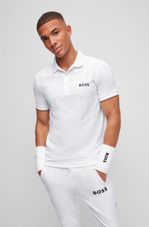 Boss X Matteo Berrettini Slim-fit μπλουζάκι πόλο με λεπτομέρειες λογότυπου