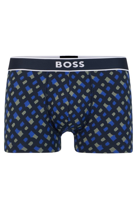 κανονικά μπαούλα από ελαστικό βαμβάκι με εποχιακή στάμπα Hugo Boss μπλε μοτίβο