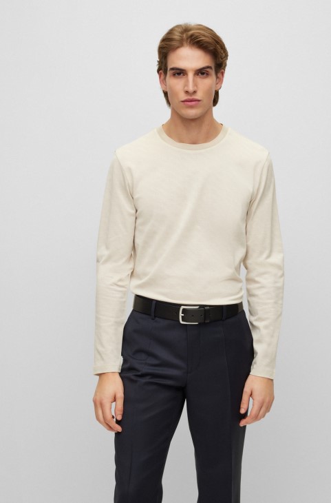 λευκό βαμβακερό μπλουζάκι Hugo Boss Mercerized με ζακάρ μοτίβο