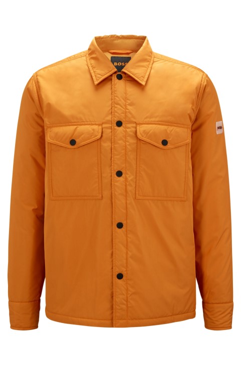 υδατοαπωθητικό μπλουζάκι μεγάλου μεγέθους με λαστιχένιο λογότυπο Hugo Boss ανοιχτό πορτοκαλί
