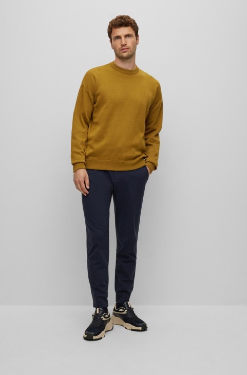 ανοιχτό πράσινο Hugo Boss αναγεννητικό-βαμβακερό πουλόβερ χαλαρής εφαρμογής σε πλεκτό ζακάρ
