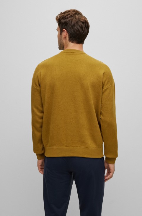 ανοιχτό πράσινο Hugo Boss αναγεννητικό-βαμβακερό πουλόβερ χαλαρής εφαρμογής σε πλεκτό ζακάρ
