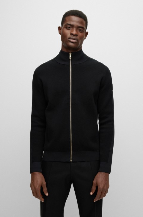 Slim-fit βραδινό μπουφάν σε ένα αστραφτερό μάλλινο μείγμα μαύρου Hugo Boss