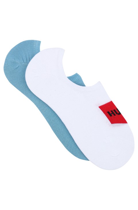 δύο πακέτο αόρατες κάλτσες με υφαντό λογότυπο Patch Hugo Boss γαλάζιο