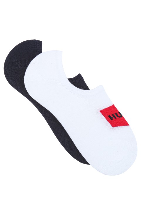 σκούρο μπλε Hugo Boss δύο πακέτο αόρατων κάλτσες με υφαντό έμπλαστρο με λογότυπο