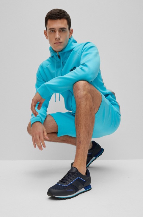 σκούρο μπλε γυμναστήριο Hugo Boss μικτών υλικών με λεπτομέρειες λογότυπου
