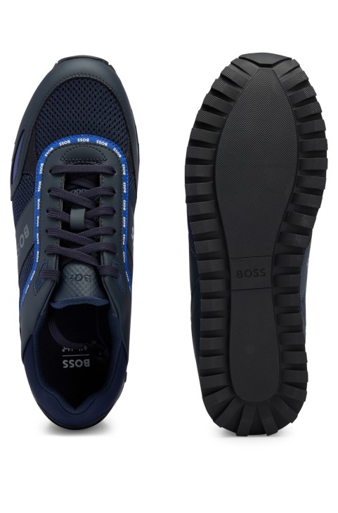 σκούρο μπλε γυμναστήριο Hugo Boss μικτών υλικών με λεπτομέρειες λογότυπου
