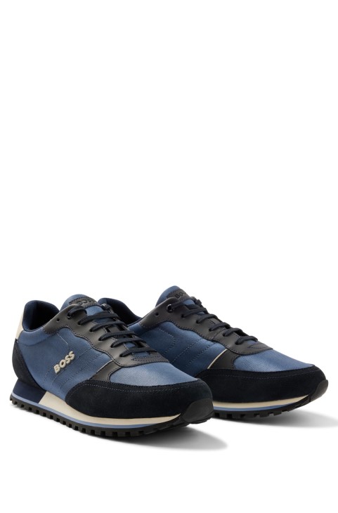 Μαύρα γυμναστήρια Hugo Boss σε στυλ τρεξίματος σε μικτά υλικά με ανασηκωμένο λογότυπο