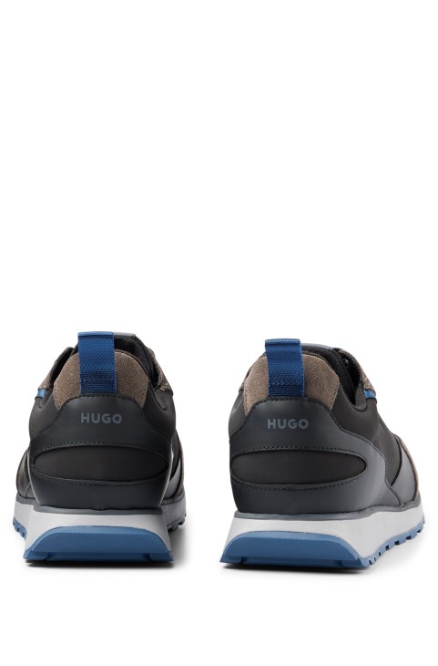 μαύρα παπούτσια ρετρό έμπνευσης Hugo Boss με σουέτ και πλέγμα
