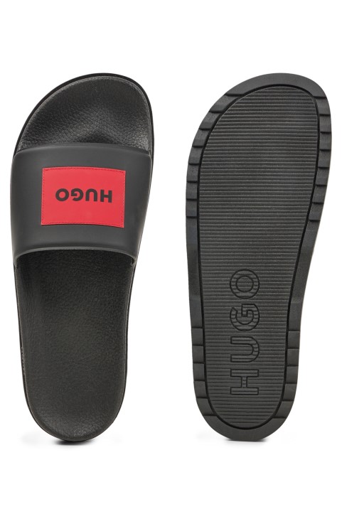 διαφάνειες ιταλικής κατασκευής με κόκκινο λογότυπο μπάλωμα μαύρο Hugo Boss
