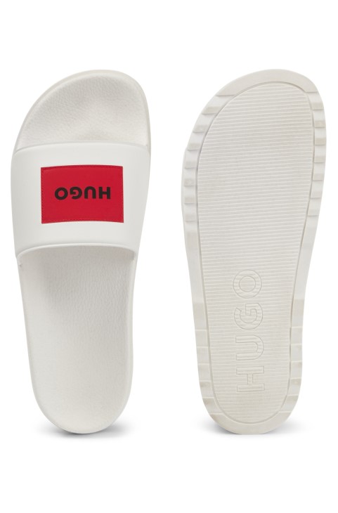 διαφάνειες ιταλικής κατασκευής με κόκκινο λογότυπο Patch Hugo Boss λευκό
