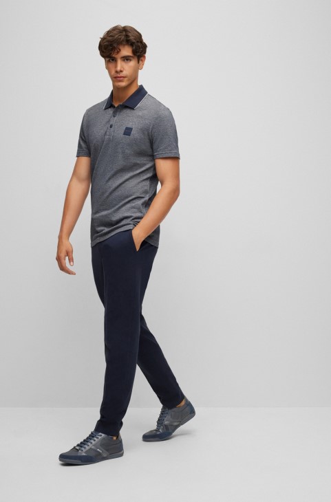 γυμναστήρια μικτών υλικών με Suede και Faux δέρμα Hugo Boss σκούρο μπλε
