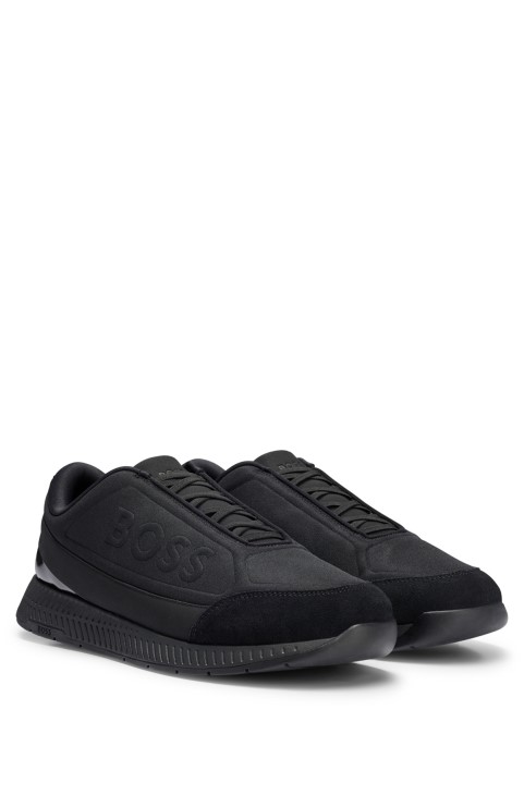 μαύρα Slip-on Trainers Hugo Boss σε μικτά υλικά