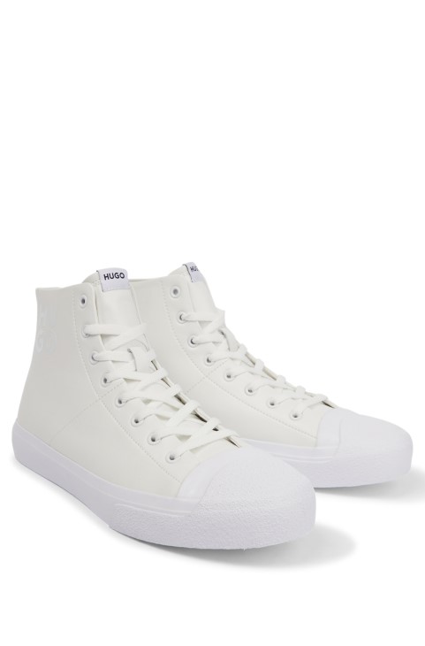 Λευκά στοιβαγμένα λογότυπα ψηλά γυμναστήρια με βουλκανισμένη σόλα Hugo Boss