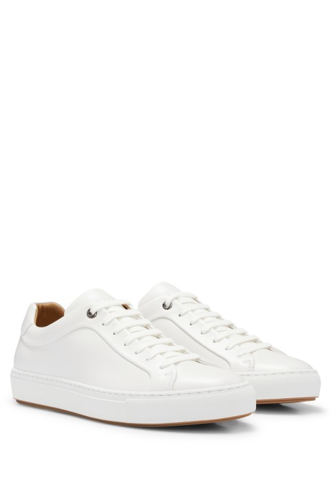 Χαμηλού προφίλ γυμναστήριο Hugo Boss λευκό γυαλιστερό δέρμα με σόλα από καουτσούκ