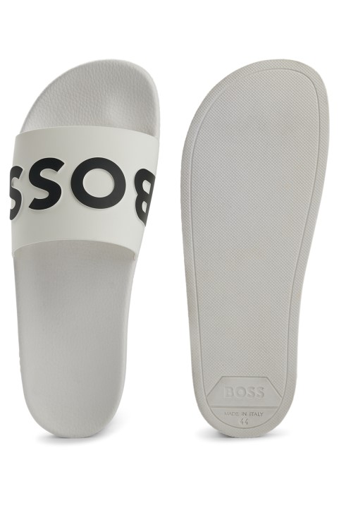 Διαφάνειες ιταλικής κατασκευής Hugo Boss με λευκό λουράκι με λογότυπο αντίθεσης
