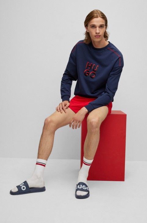 διαφάνειες ιταλικής κατασκευής Hugo Boss με λουράκι λογότυπου σκούρο μπλε
