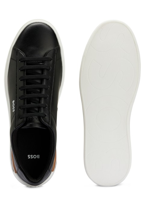 Τροφές σόλας Cupsole με φτέρνα με ρίγες υπογραφή Hugo Boss μαύρο
