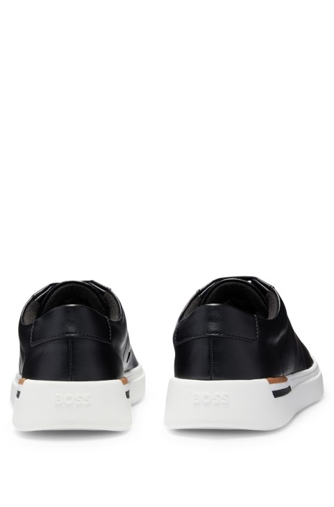 Τροφές σόλας Cupsole με φτέρνα με ρίγες υπογραφή Hugo Boss μαύρο
