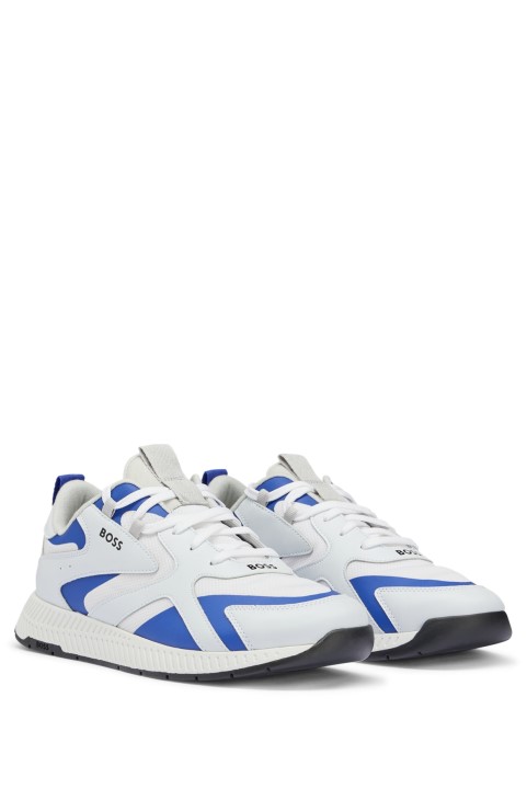 γυμναστήρια Hugo Boss λευκά μικτών υλικών με λεπτομέρειες θερμοκόλλησης