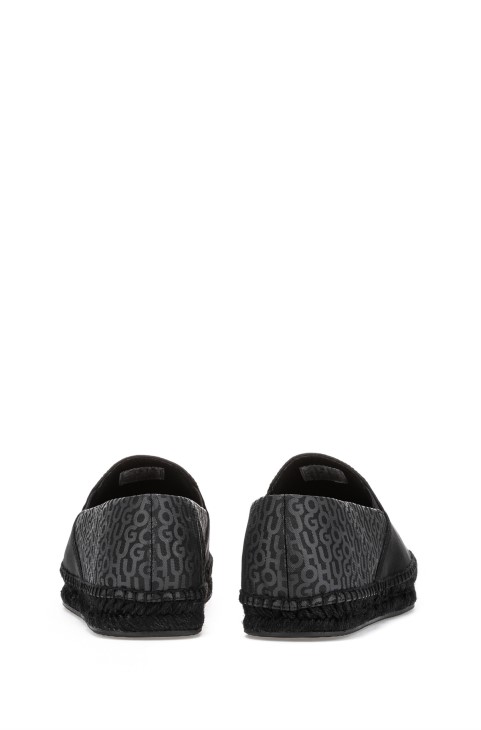 μαύρες εσπαντρίγιες από γιούτα Hugo Boss με λεπτομέρειες με τύπωμα λογότυπου
