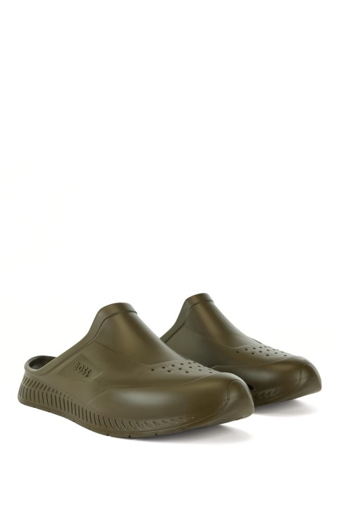 σανδάλια από καουτσούκ Slip-on με ανάγλυφο λογότυπο Boss