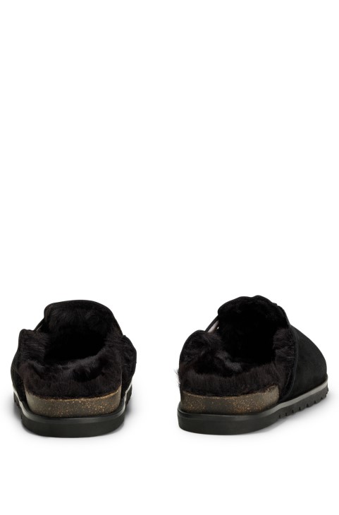 μαύρα σουέτ Mules με διακοσμητικές λωρίδες και εξωτερική σόλα Eva Hugo Boss
