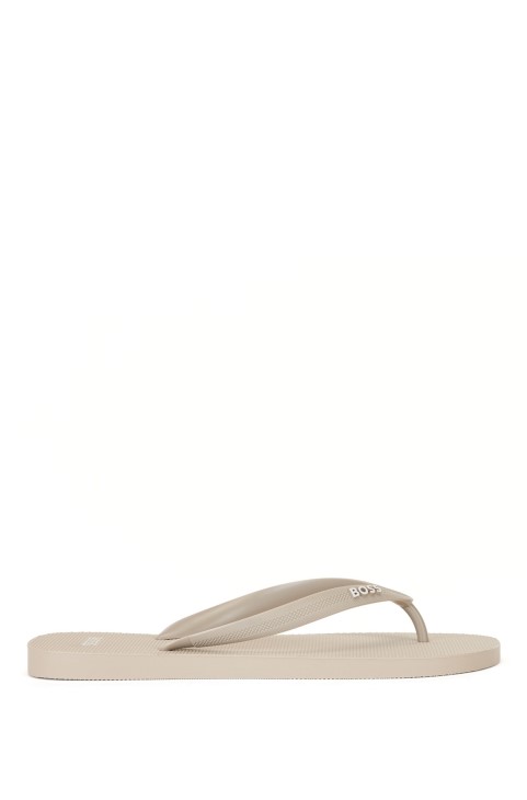 Επώνυμες σαγιονάρες Hugo Boss με δομημένα λουριά ανοιχτό μπεζ
